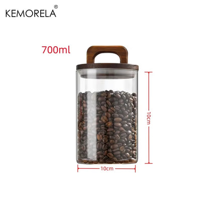 SealNest™ Glass Storage Jar with Wooden Lid – Airtight Kitchen Canister for Coffee, Tea, Spices & More